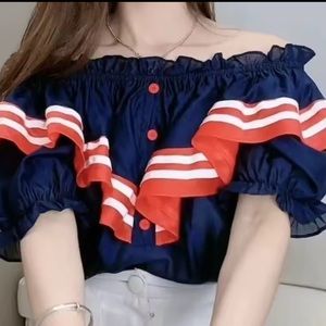 One Neck Off Shoulder Top Women Summer Collection New European Bubble Sleeves L